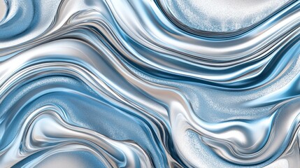 Fototapeta premium Abstract Liquid Flowing, Blue & Silver Texture