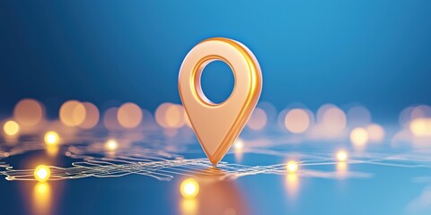 Golden Location Marker On Network Map