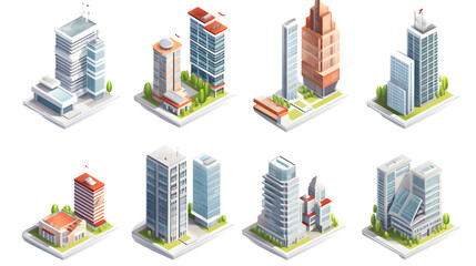 Professional Vector 3D Isometric Illustration of Buildings for Architectural Designs and Urban Planning Presentations