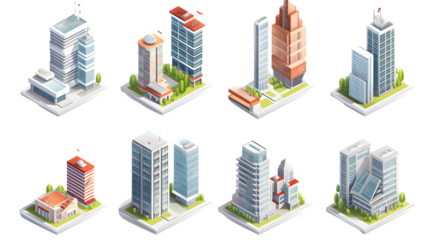 Professional Vector 3D Isometric Illustration of Buildings for Architectural Designs and Urban Planning Presentations