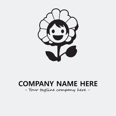 Flower illustration black and white for logo company vector image