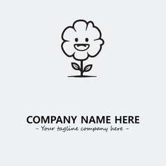 Flower illustration black and white for logo company vector image