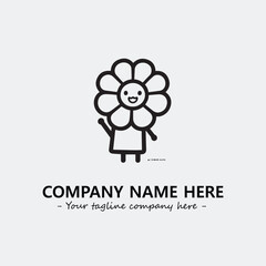 Flower illustration black and white for logo company vector image