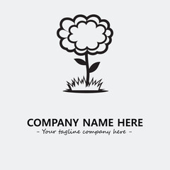 Flower illustration black and white for logo company vector image
