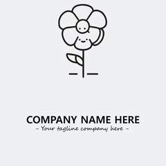 Flower illustration black and white for logo company vector image