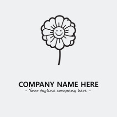 Flower illustration black and white for logo company vector image