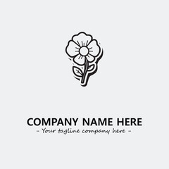 Flower illustration black and white for logo company vector image