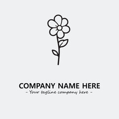 Flower illustration black and white for logo company vector image