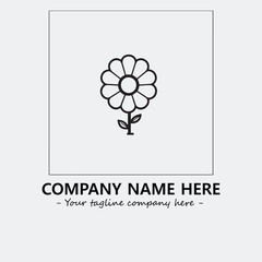 Flower illustration black and white for logo company vector image