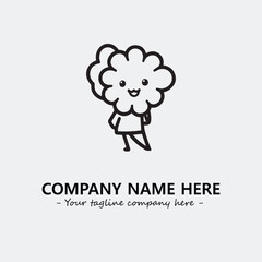 Flower illustration black and white for logo company vector image