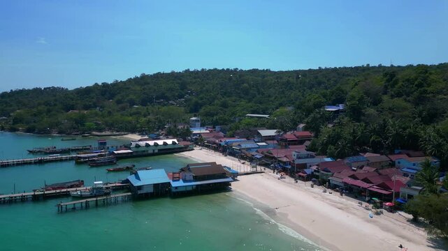 25.2.25 Rong Khm, Island village ferry pier. Nice aerial view flight drone