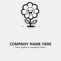 Flower illustration black and white for logo company vector image