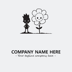 Flower illustration black and white for logo company vector image