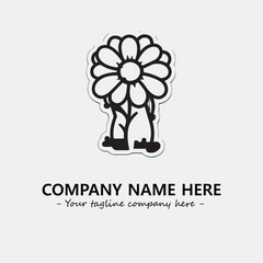 Flower illustration black and white for logo company vector image
