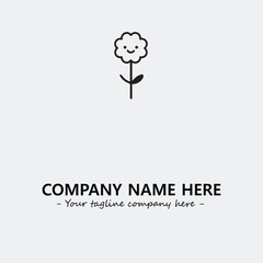 Flower illustration black and white for logo company vector image