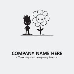 Flower illustration black and white for logo company vector image