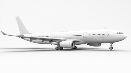 Obraz premium White Airplane Model: A 3D Render of an Airliner