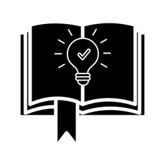 open book with lightbulb, concept new knowledge, creative idea, vector illustration on white background.