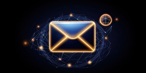 Glowing Email Symbol Global Network Communication