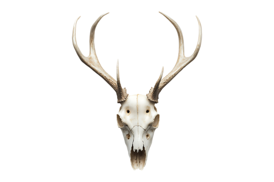 A white deer skull isolated on transparent background
