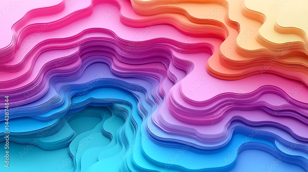 Poster gradient layered colorful abstract topographic representation