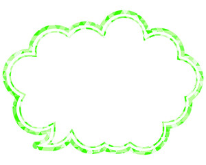 ステンドグラス風吹き出し　三角形模様　丸みのある雲形