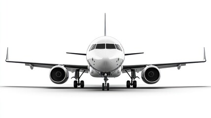 Naklejka premium Commercial Airplane: Front View, White Aircraft, Aviation Industry, Travel, Flight