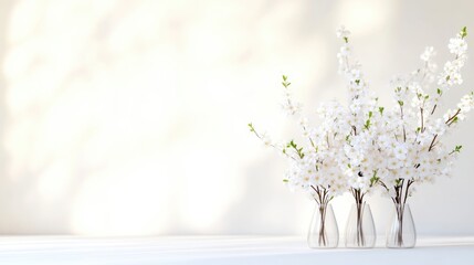Delicate Spring Blossoms in Clear Vases