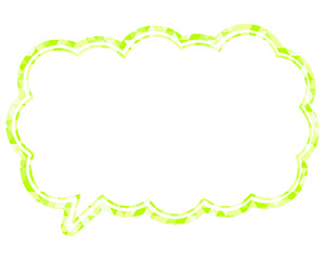 ステンドグラス風吹き出し　三角形模様　細長い雲形