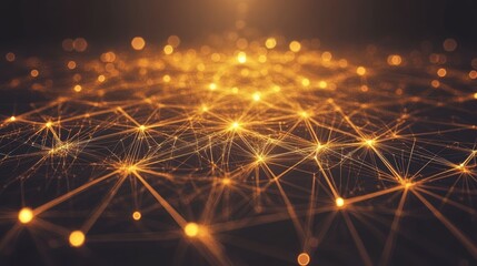 Abstract network of glowing points and lines