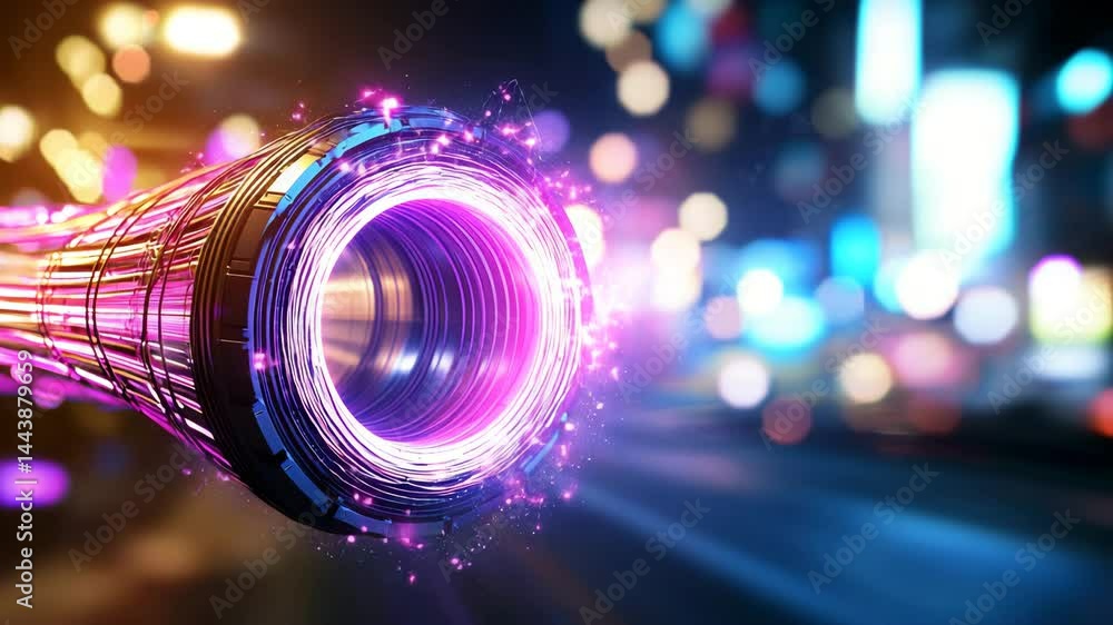 Poster abstract colorful light trails with dynamic circular motion effect
