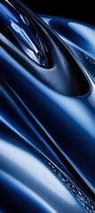 Modern blue sports car body with flowing lines and reflections, ideal for futuristic technology or automotive designs