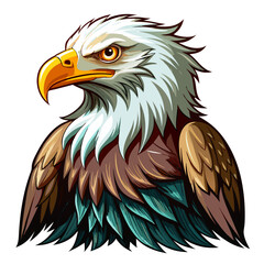 american bald eagle with flag