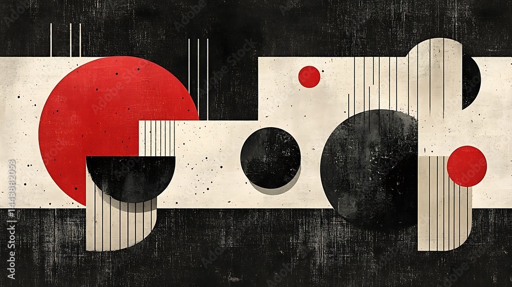 Poster geometric abstraction with circles and lines
