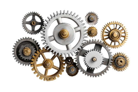 Gears Interlocking isolated on transparent background 