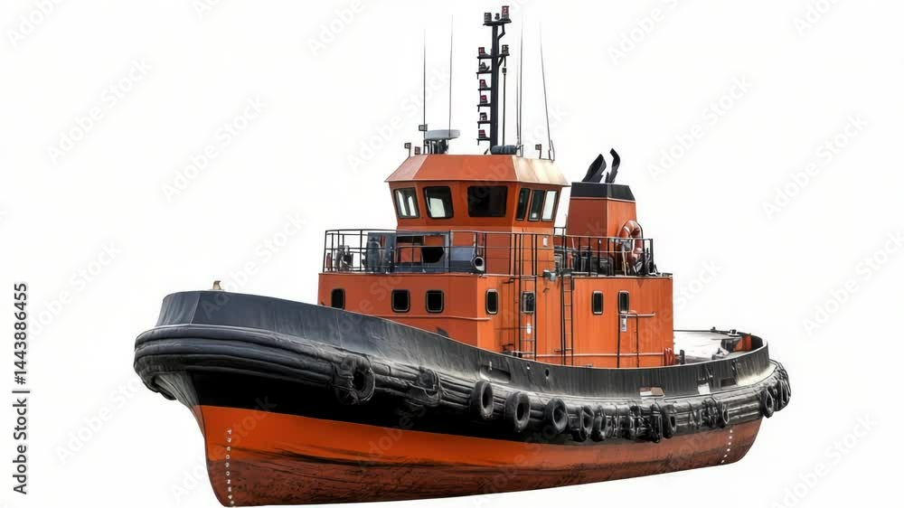 Poster a tug boat floating on the surface of the water, ready for its next task