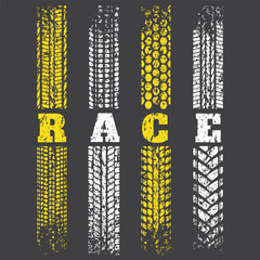 Tire tracks grunge race design