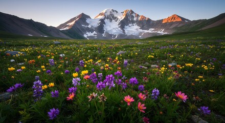 Colorful wildflowers in mountain meadow