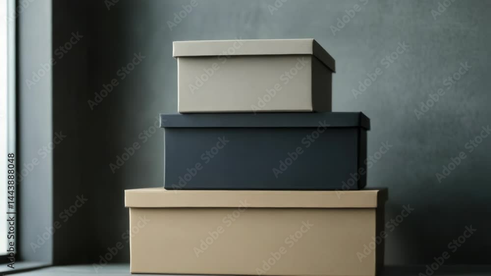 Poster three boxes stacked one above the other