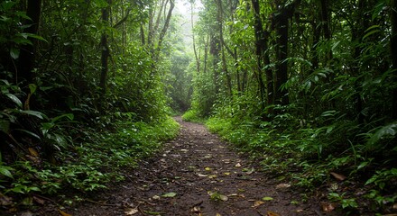Fototapeta premium Jungle path through lush green forest