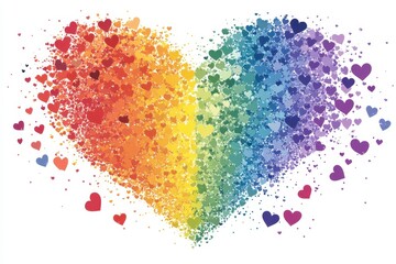 Vibrant Rainbow Heart Shaped Abstract Design