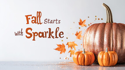 Autumn begins with glittering pumpkins and leaves for seasonal decor