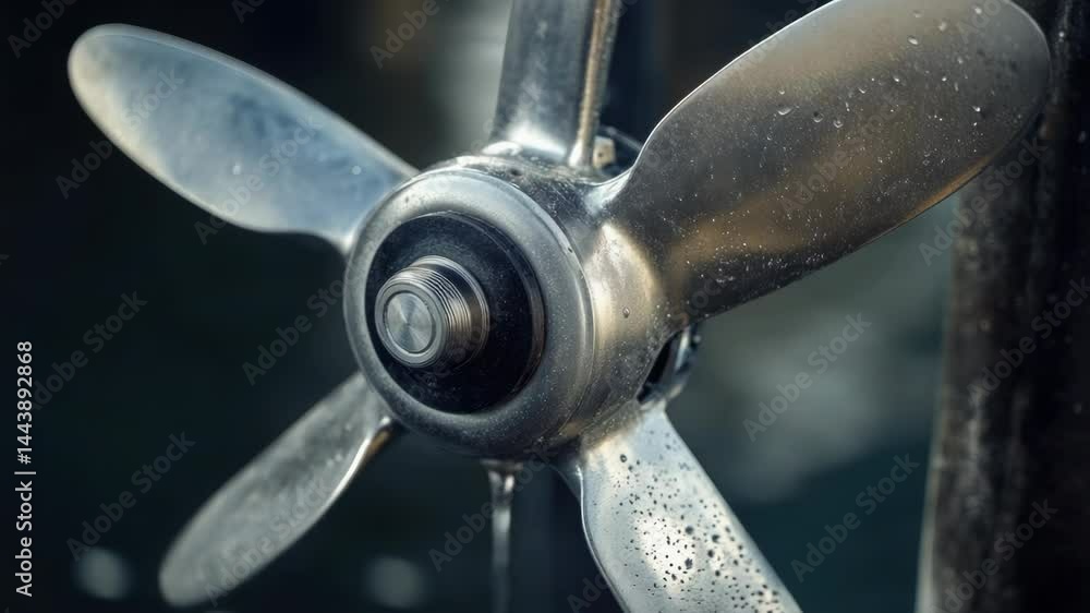 Poster A detailed view of a propeller from a boat, ideal for use in nautical or transportation-related contexts