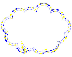 ステンドグラス風吹き出し　三角形模様　丸みのある雲形