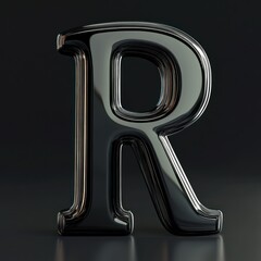 Polished black capital letter R