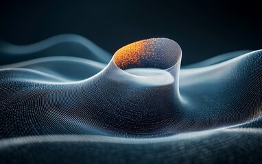 Abstract digital wave structure with a glowing hollow form