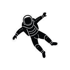 isolated astronaut in low gravity on white background