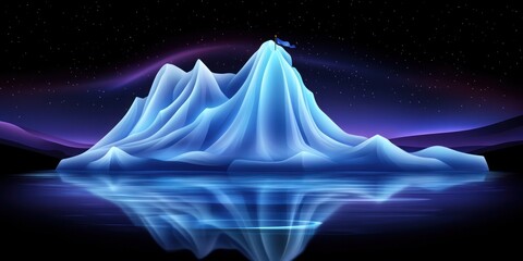 Luminous Iceberg Peak Under Night Sky