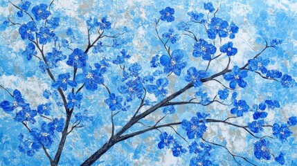 Stunning Blue Floral Abstract Painting