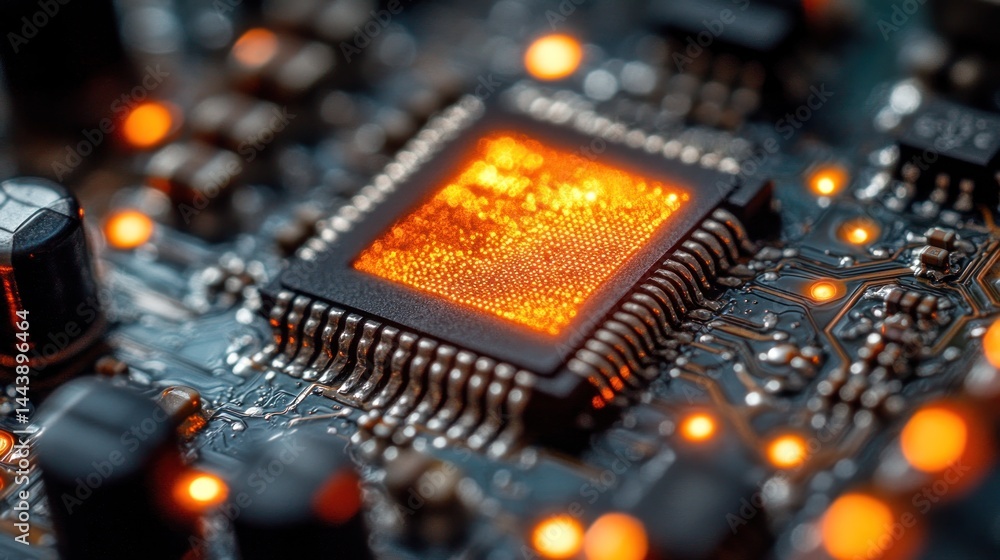 Aufkleber illuminated microchip: a close-up view of advanced technology